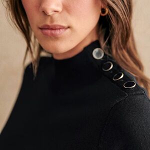 Sezane Jacob Jumper Black 100% Merino Wool Size XS Winter Sweater Italy Sézane